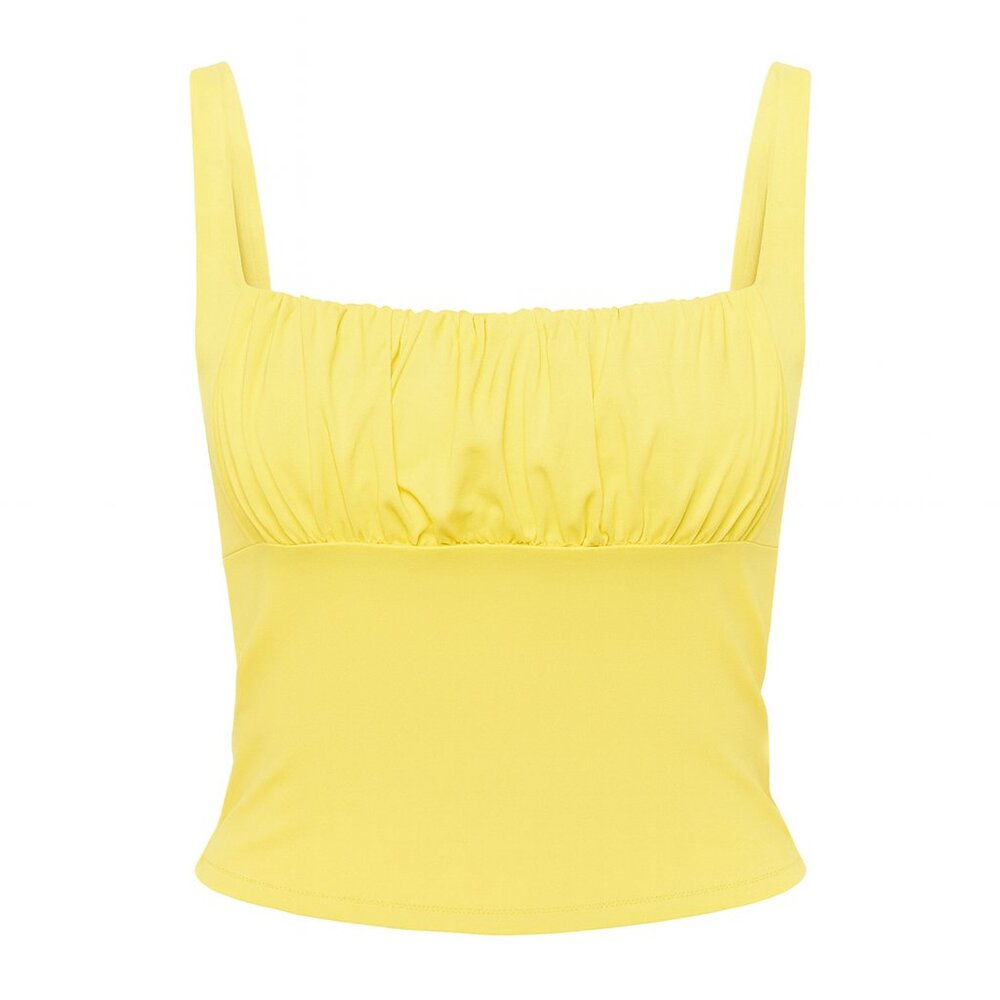 Sunshine Yellow Ruched Tank Top (Size Small)